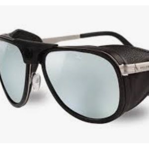 VUARNET GLACIER Sunglasses VL 1315 0009 Black Silver Frames Leather Side Shields